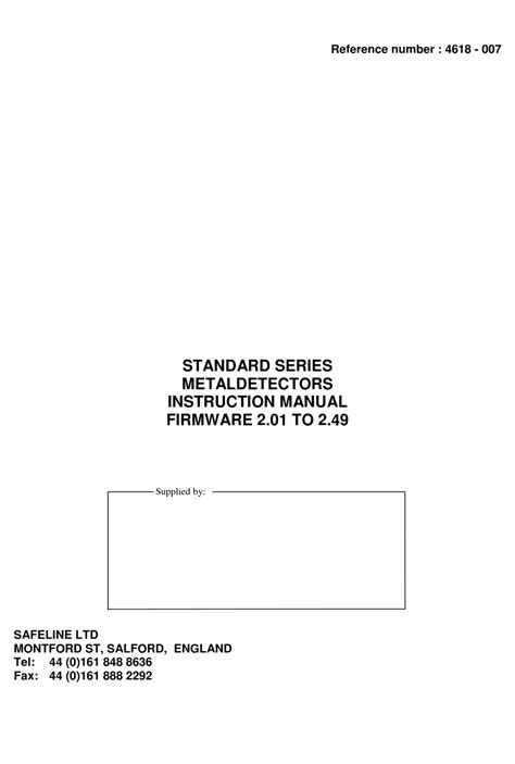 safeline metal detector psu box|safeline standard series manual.